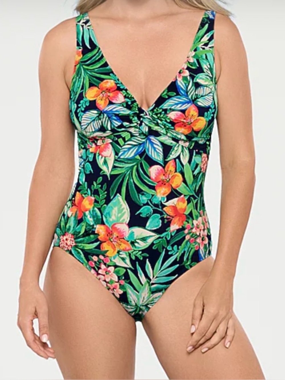 Liz Claiborne Womens Exotic Tropical Floral Monokini One Piece Swimsuit NWOT